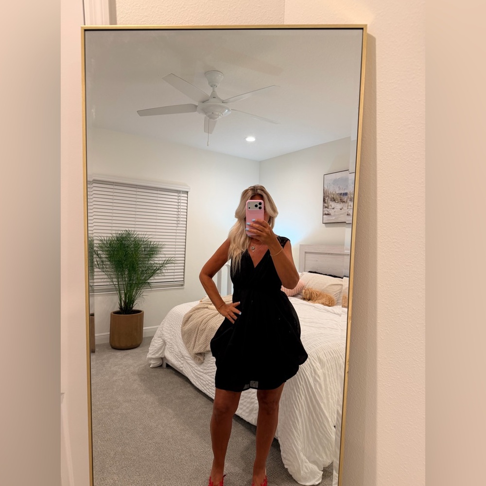 H&M Black Sleeveless Lace Yoke Midi Dress